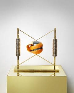 YARISAL & KUBLITZ Another Peel Another Deal, 2014 fired clay, labradorite stone, coins, brass 24 x 13 x 26 cm