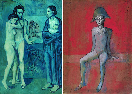 La Vie, 1903 Huile sur toile, 197 x 127,3 cm The Cleveland Museum of Art, Donation Hanna Fund © Succession Picasso / ProLitteris, Zurich 2018 Photo : © The Cleveland Museum of Art / Arlequin assis sur fond rouge, 1905 Aquarelle et encre sur carton, 57,5 x 41,2 cm Staatliche Museen zu Berlin, Nationalgalerie, Museum Berggruen © Succession Picasso / 2018 ProLitteris, Zurich 2018. Photo : bpk / Nationalgalerie, SMB, Museum Berggruen / Jens Ziehe