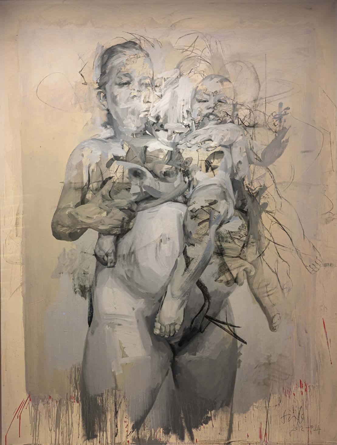 Jenny SavilleGeneration, 2012-2014
Crayon, fusain et huile sur papier,
199,5 x 151,7 cm
© Photo : Jérôme Kelagopian
