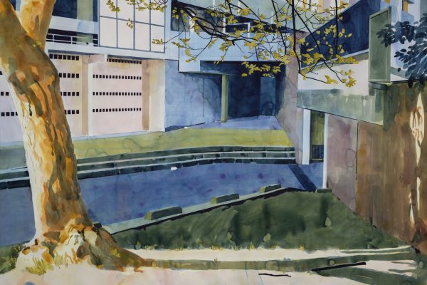 Yvan Salomone, (titre de l'aquarelle), aquarelle 97 × 138 cm. Exposition 26¹¹ à la Galerie Sonia Zannettacci, Genève.