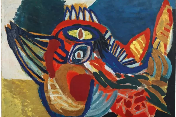 Karel Appel
Le coq furieux, 1952
Huile sur support textile,
89 x 116 cm
Stiftung Expressionismus
au Kunstmuseum Bern
© Karel Appel Foundation /
2025, ProLitteris, Zurich