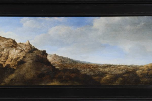 Hercules Segers, Paysage montagneux, 1625-1630, huile sur panneau, 25,4 x 64,4 cm, galerie Dickinson