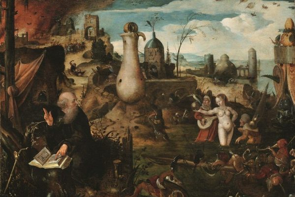 Attribué à PIETER HUYS
Vers 1519 - Anvers - 1584
La Tentation de Saint Antoine
 Panneau : 45 x 62 cm