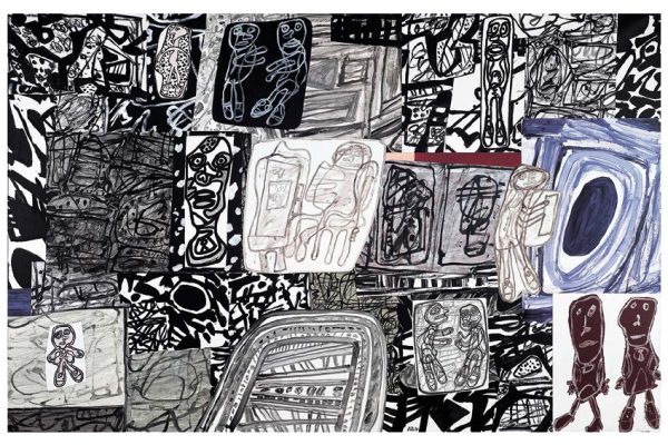 Jean Dubuffet
Dramatisation, 12 janvier 1978
Collage de 42 pièces acryliques
sur papier marouflé sur toile,
210 x 328 cm
Collection Fondation Dubuffet, Paris
Photo : pour la Suisse © Fondation Dubuffet /
2020, ProLitteris, Zurich. Pour la France
© Fondation Dubuffet / 2020, ADAGP, Paris